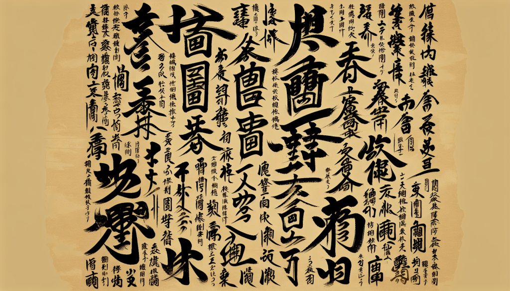 A close-up of a traditional Japanese calligraphy