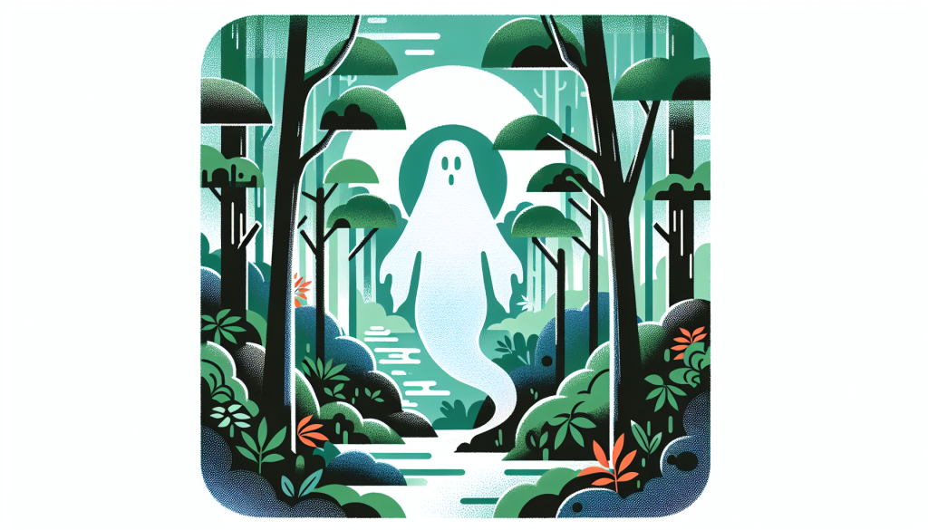 A ghostly apparition in a forest