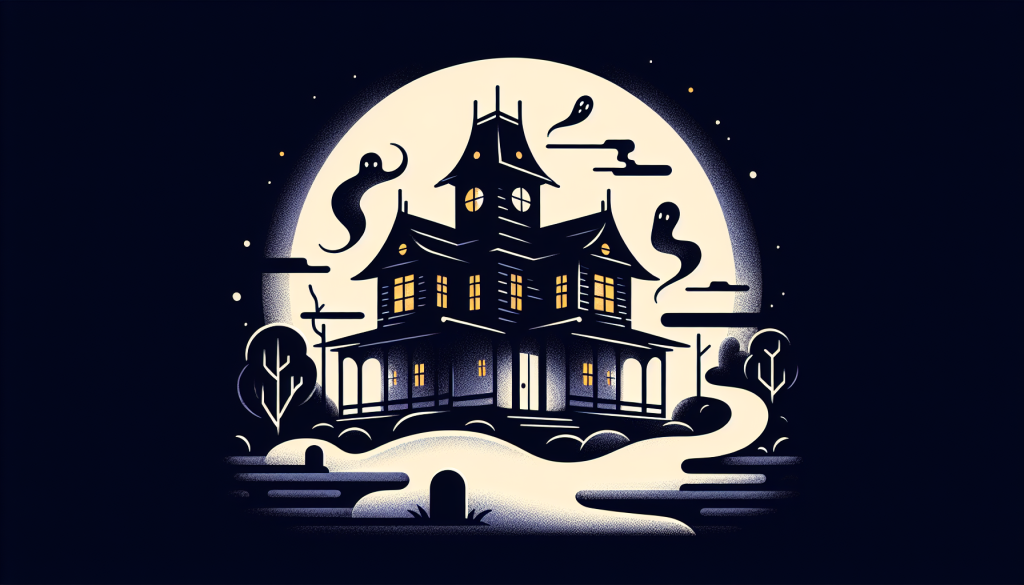 A haunted house at night