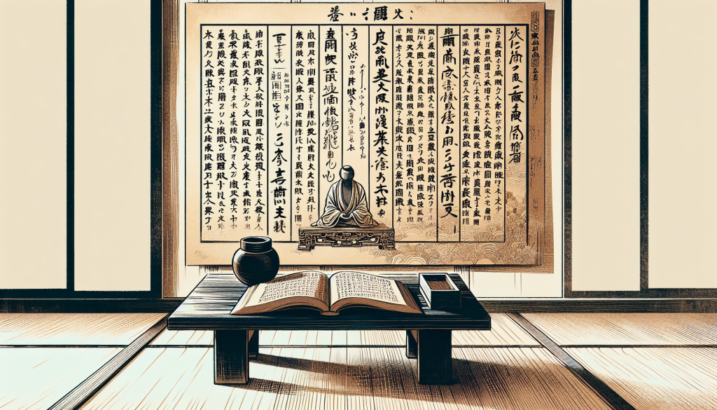 A historical depiction of ancient Japanese texts mentioning Kotodama
