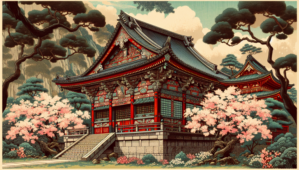 A scenic view of ancient Japanese temple