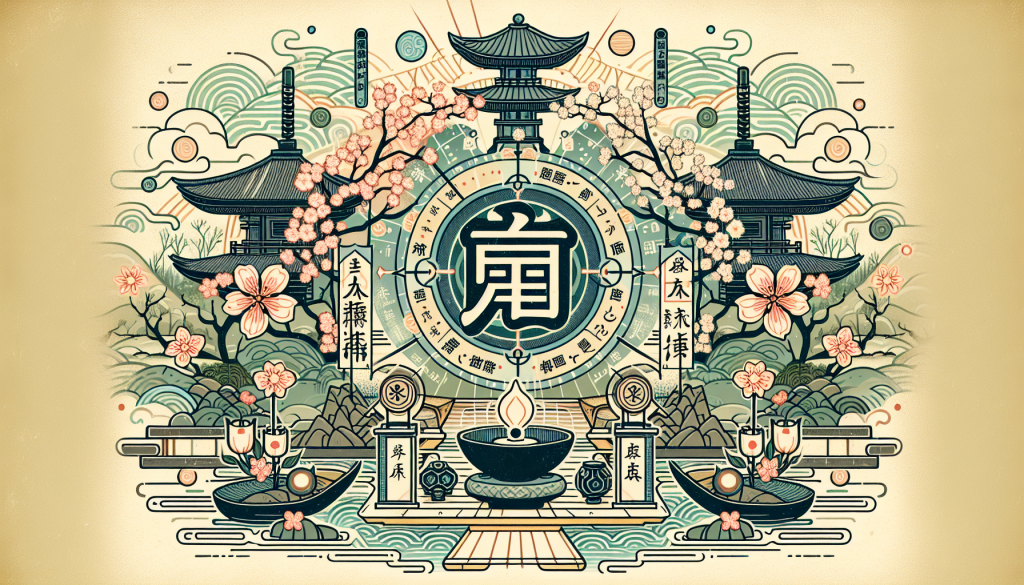 An artistic depiction of the concept of kotodama in Japanese culture