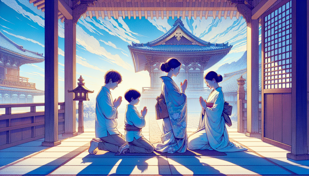A family visiting a temple for a blessing