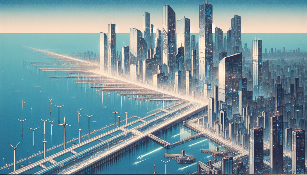 A futuristic city powered by wave energy technology