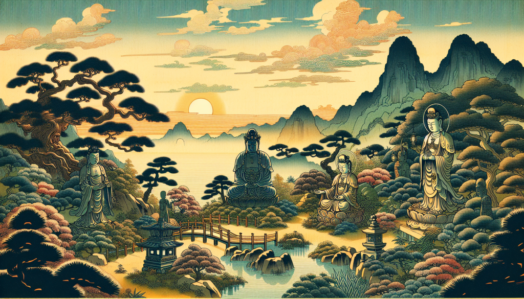 A peaceful nature scene representing guardian deities