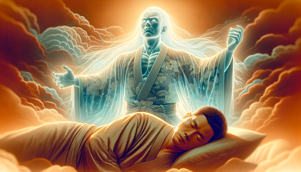 An illustration of a guardian spirit watching over a person