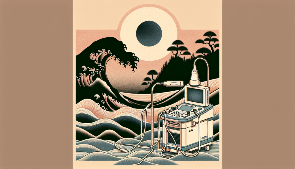 An ultrasound image showing wave application