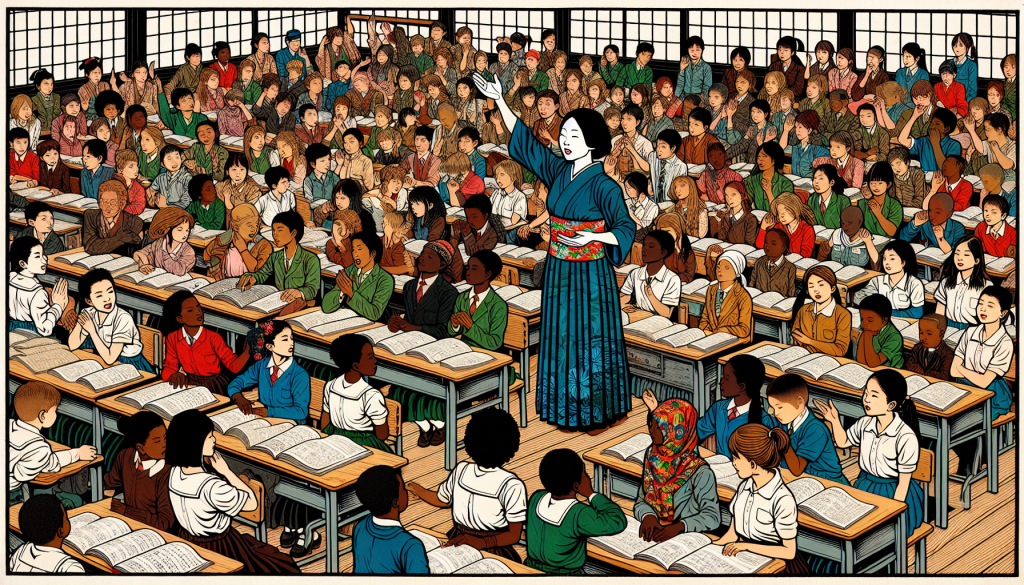 Children learning with a teacher in a classroom