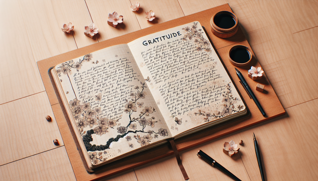 A journal with gratitude entries